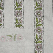 Aristanal Handmade Block Print Pink Pure Linen Fabric 58w -Khushi
