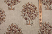 Eco Friendly Handwoven Block Print Mustard Thick Linen Fabric - Anar