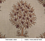 Eco Friendly Handwoven Block Print Mustard Thick Linen Fabric - Anar