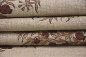 Eco Friendly Handwoven Block Print Mustard Thick Linen Fabric - Anar