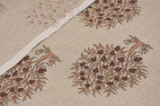 Eco Friendly Handwoven Block Print Mustard Thick Linen Fabric - Anar