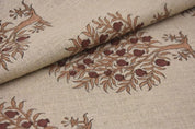 Eco Friendly Handwoven Block Print Mustard Thick Linen Fabric - Anar