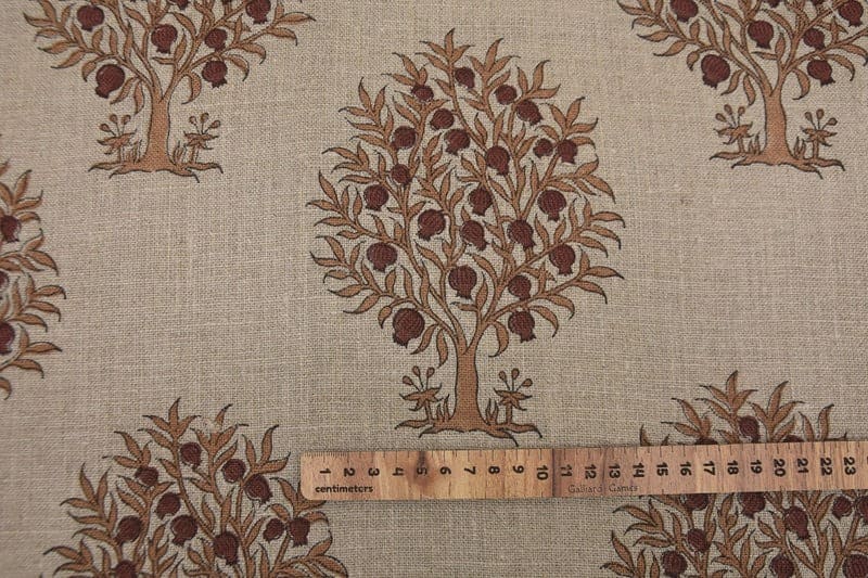 Eco Friendly Handwoven Block Print Mustard Thick Linen Fabric - Anar