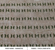 Artisan Made Block Print GreenThick Linen Fabric - Namastae