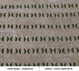 Artisan Made Block Print GreenThick Linen Fabric - Namastae