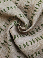 Artisan Made Block Print GreenThick Linen Fabric - Namastae