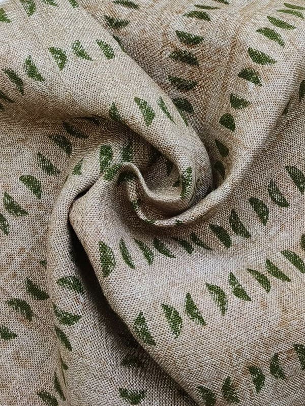 Artisan Made Block Print GreenThick Linen Fabric - Namastae