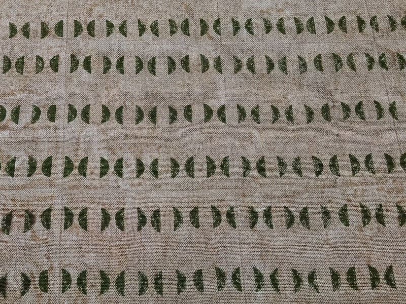 Artisan Made Block Print GreenThick Linen Fabric - Namastae