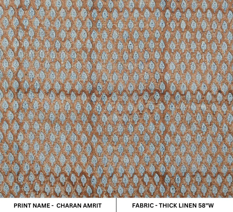 Artisan made Hand Block print Thick Linen Fabric- Charan Amrit
