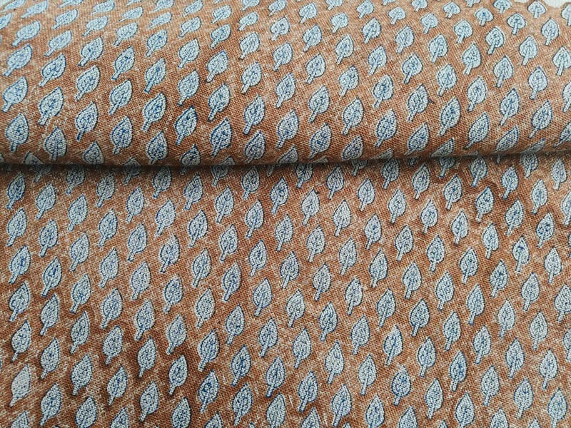 Artisan made Hand Block print Thick Linen Fabric- Charan Amrit