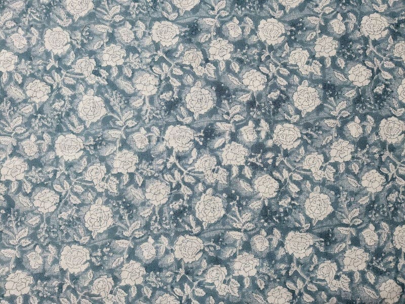 Hand Block Print Gray Thick Linen Fabric For Sofa Cover - Rameshwaram
