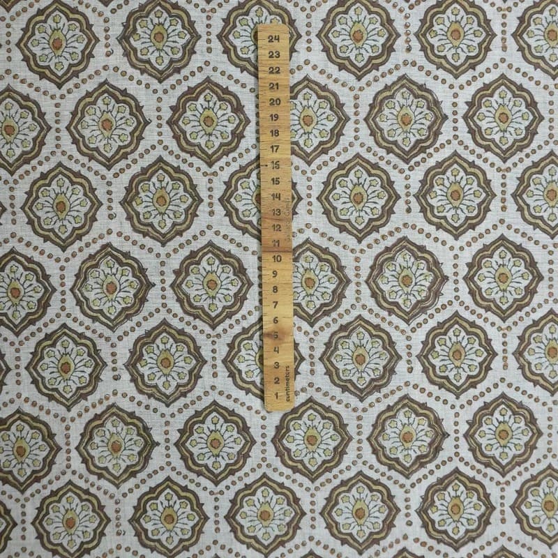 Handcraft Premium Block Print Linen Fabric For Room Interior - Charkha