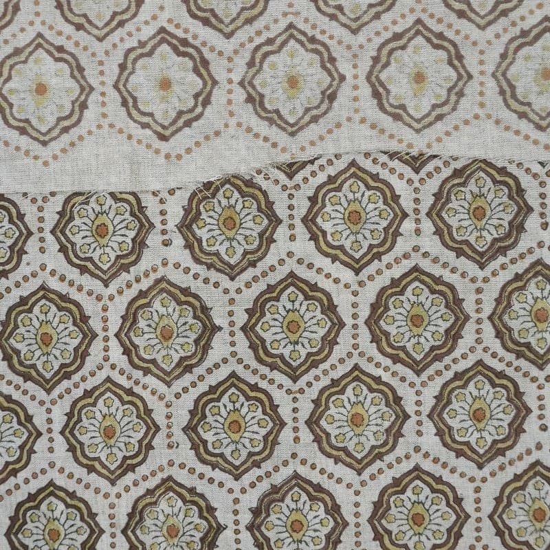 Handcraft Premium Block Print Linen Fabric For Room Interior - Charkha