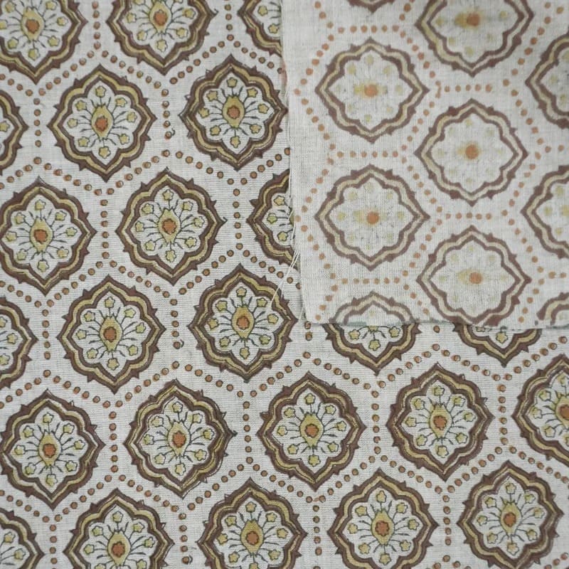 Handcraft Premium Block Print Linen Fabric For Room Interior - Charkha