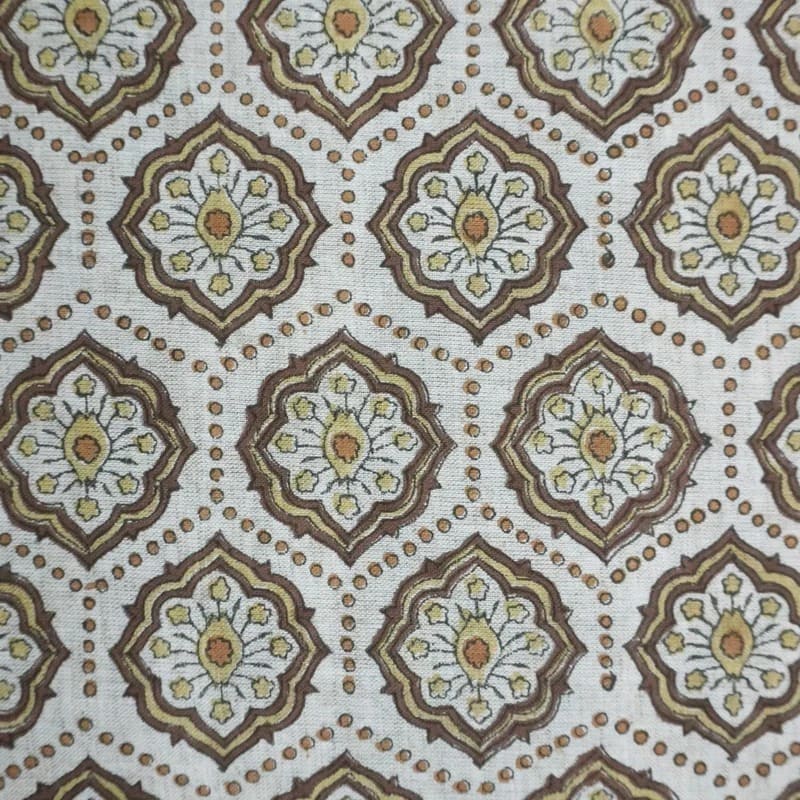 Handcraft Premium Block Print Linen Fabric For Room Interior - Charkha