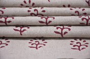 Premium Hand Block Print Linen Fabric For Interior - Shivri