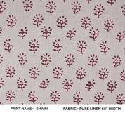 Premium Hand Block Print Linen Fabric For Interior - Shivri