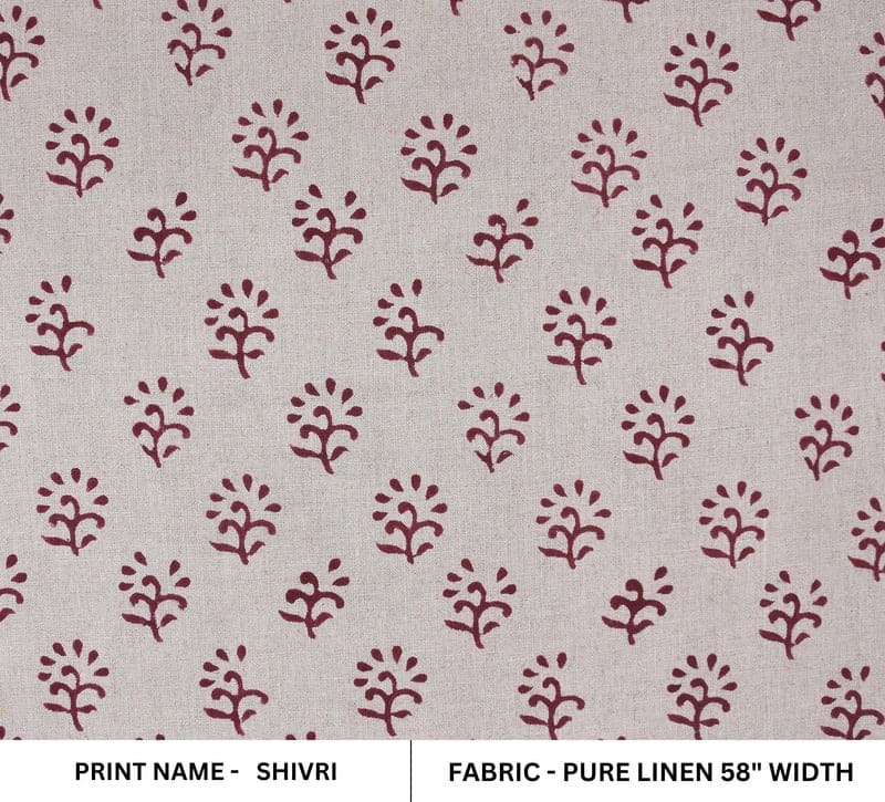 Premium Hand Block Print Linen Fabric For Interior - Shivri