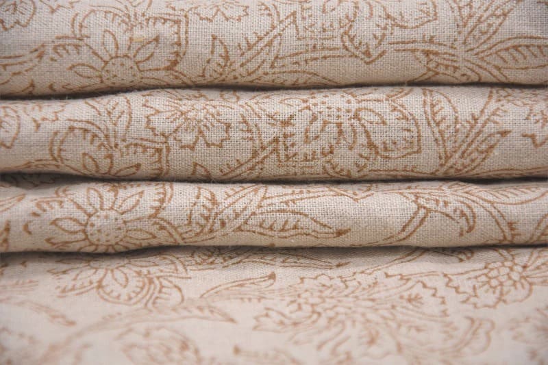 Hand Block Print Pure Linen Fabric Curtain & Cushions - Jarul