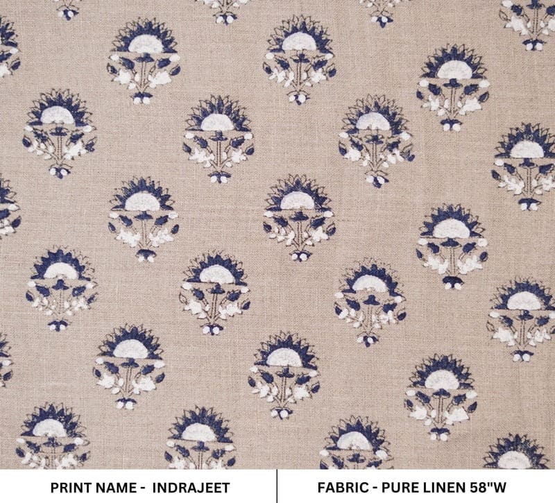 Hand Block Print Pure Linen Fabric For Stylish Dream Decor-Indrajeet