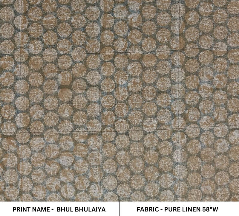 Hand Block Linen Fabric Upholstery Curtain & Cushion - Bhul Bhulaiya