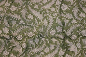 Hand Block print Pure Linen Fabric Design - Black Forest