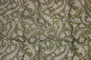 Hand Block print Pure Linen Fabric Design - Black Forest
