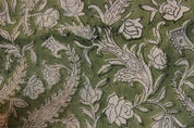 Hand Block print Pure Linen Fabric Design - Black Forest