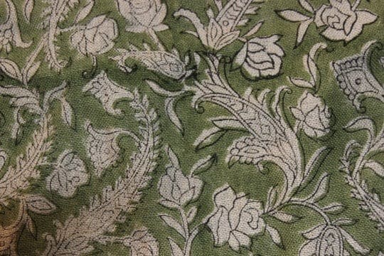 Hand Block print Pure Linen Fabric Design - Black Forest