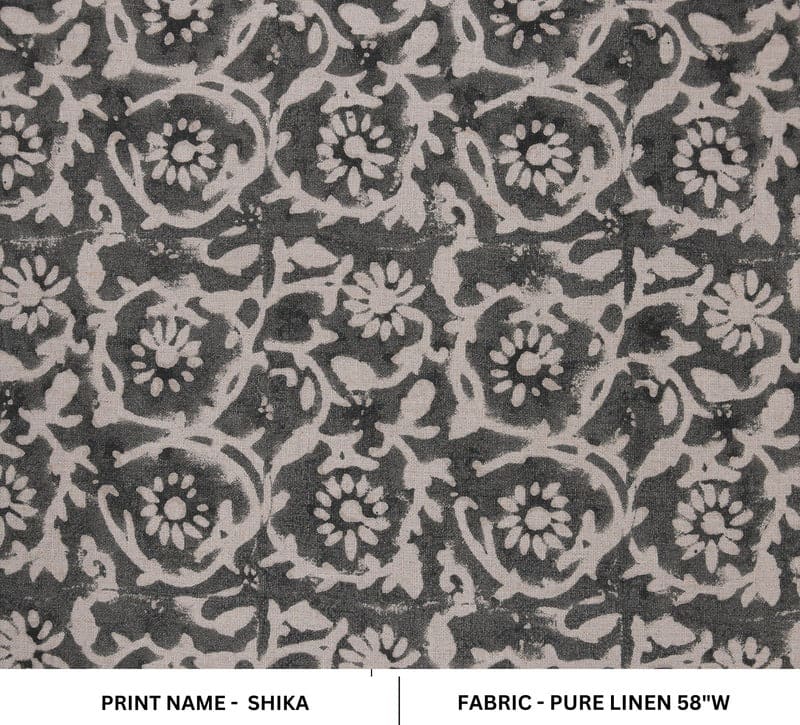 Hand Block Print Pure Linen Fabric Home Layout -Shika