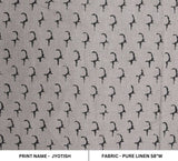 Rustic Handmade Block Print Beige & Grey Pure Linen Fabric -Jyotish