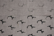 Rustic Handmade Block Print Beige & Grey Pure Linen Fabric -Jyotish