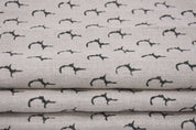 Rustic Handmade Block Print Beige & Grey Pure Linen Fabric -Jyotish
