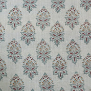 Patterned fabric with decorative design on a neutral background