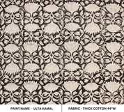 Handmade Block Print Thick Cotton Fabric - Ulta Kamal