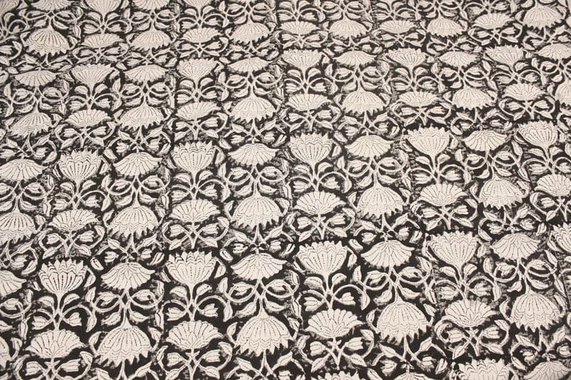 Handmade Block Print Thick Cotton Fabric - Ulta Kamal