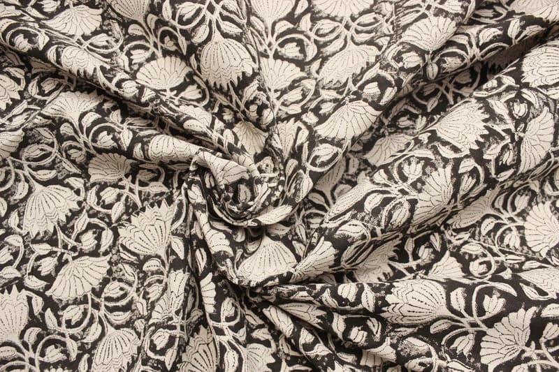 Handmade Block Print Thick Cotton Fabric - Ulta Kamal