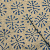 Hand Block Print Thick Linen Fabric for Cushion Cover - Neela Jugnu