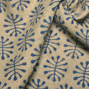 Hand Block Print Thick Linen Fabric for Cushion Cover - Neela Jugnu