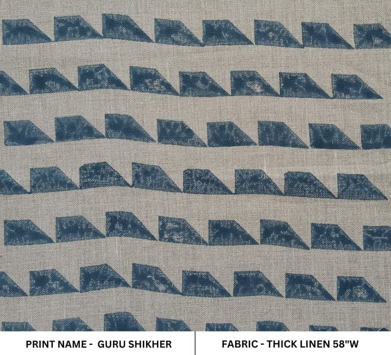 Hand Woven Block Print Thick Linen Fabric - Guru Shikher