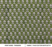 Hand Block Print Thick Cotton White Fabric - Tarangni