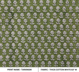 Hand Block Print Thick Cotton White Fabric - Tarangni