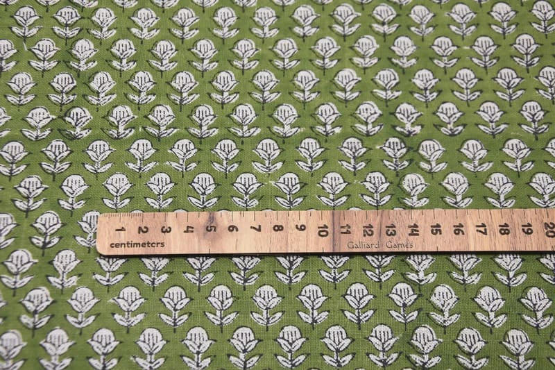 Hand Block Print Thick Cotton White Fabric - Tarangni