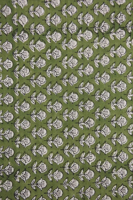 Hand Block Print Thick Cotton White Fabric - Tarangni