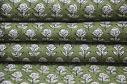 Hand Block Print Thick Cotton White Fabric - Tarangni
