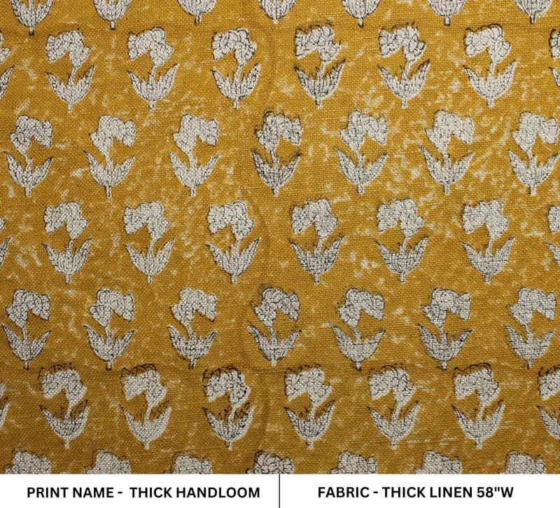 Traditional Block Print Textile Linen Fabric Home Interiors - Handloom