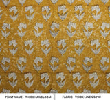 Traditional Block Print Textile Linen Fabric Home Interiors - Handloom