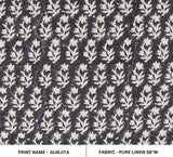 Traditional Hand Block Print Grey Pure Linen Fabric - Gunijta