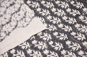 Traditional Hand Block Print Grey Pure Linen Fabric - Gunijta
