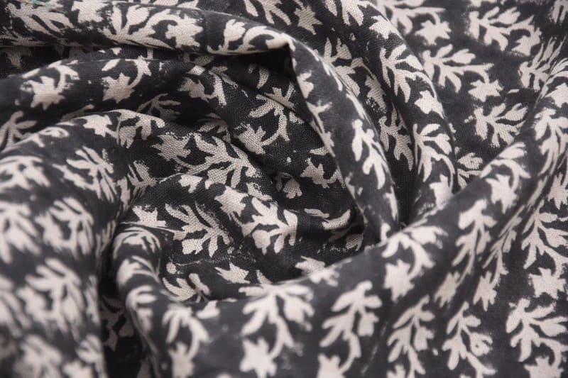 Traditional Hand Block Print Grey Pure Linen Fabric - Gunijta